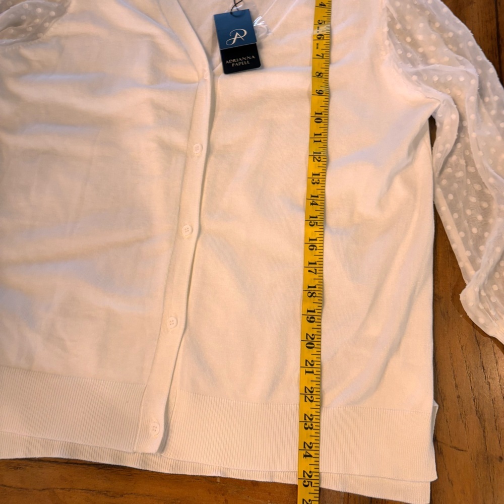 NWT Adrianna Papell White Clip Dot V-NeckCardigan,Medium,Feminine Girly Romantic - Picture 13 of 15